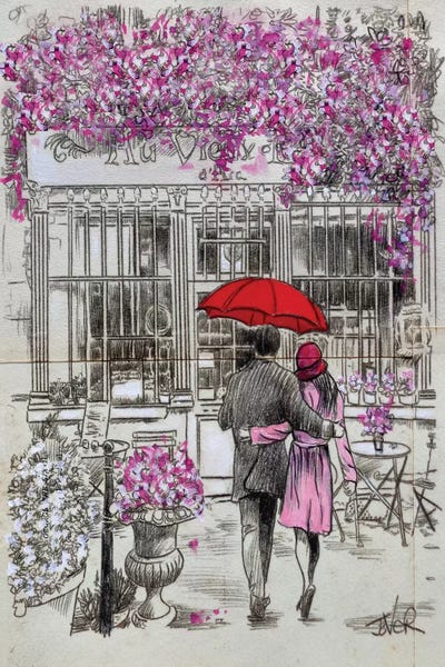 A Little Walk To The Cafe by Loui Jover canvas print