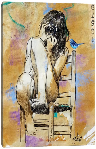 Click Bluebird Canvas Art Print - Loui Jover
