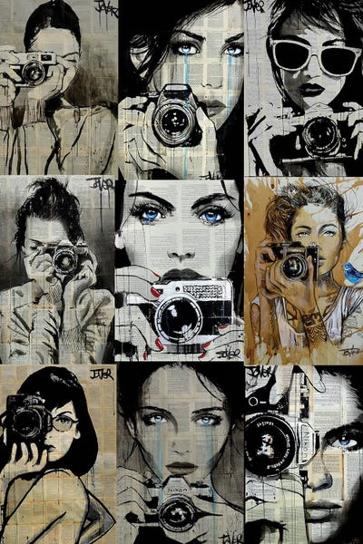 9 Camera Gals by Loui Jover framed canvas print