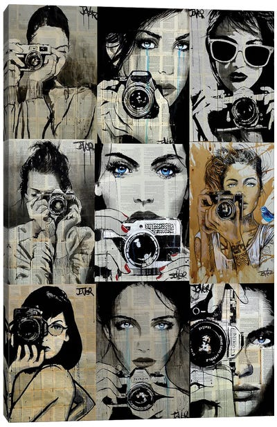 9 Camera Gals Canvas Art Print - Art Enthusiast