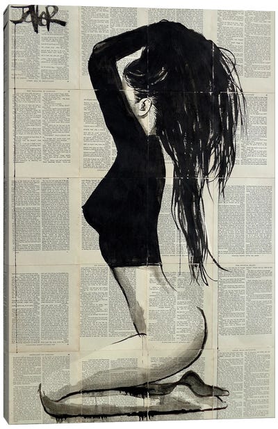 The Black Top Canvas Art Print - Female Nude Art
