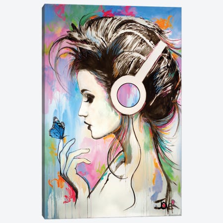 Music Butterfly Effect Canvas Print #LJR517} by Loui Jover Canvas Wall Art
