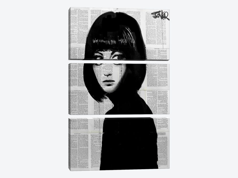 Girl In Black 3-piece Canvas Art Print