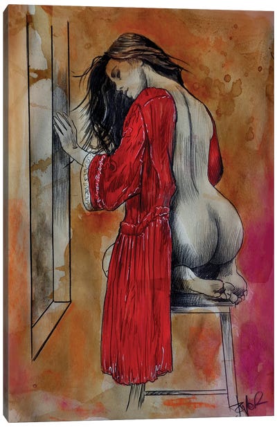 The Window Canvas Art Print - Red Art