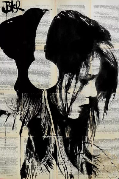 Black & White Pop Culture Art: Melodies Solace by Loui Jover