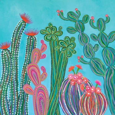 Cactus Party II by Lisa Frances Judd metal wall art