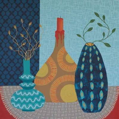 Vase Collection III Retro by Lisa Frances Judd metal wall art