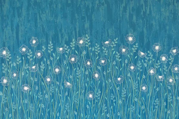 Dandelions: Dandelions On Blue  by Lisa Frances Judd