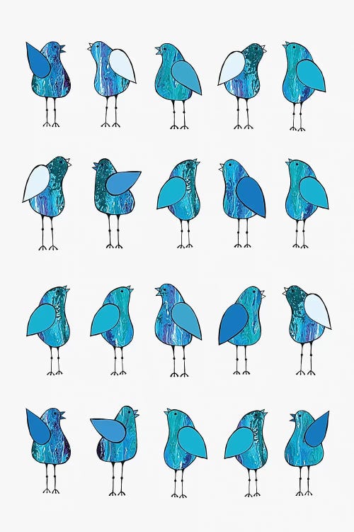 Gossip Birds Blue  by Lisa Frances Judd canvas print