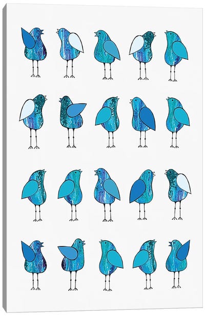 Gossip Birds Blue  Canvas Art Print - Lisa Frances Judd