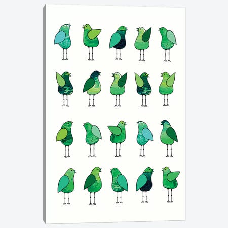 Gossip Birds Green  Canvas Print #LJU23} by Lisa Frances Judd Canvas Art Print