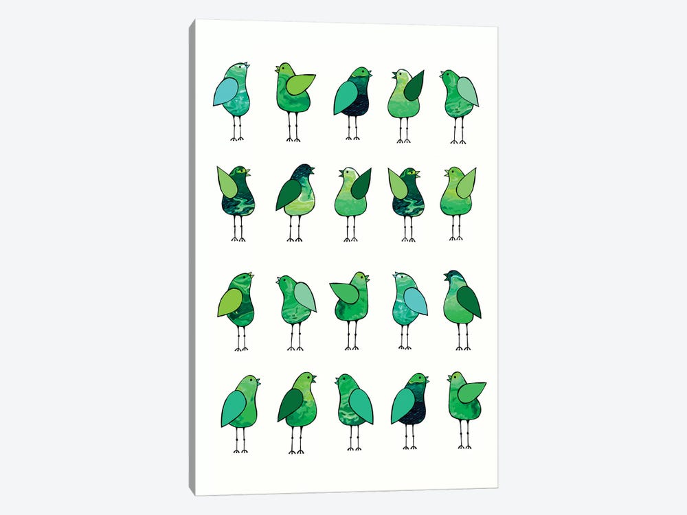 Gossip Birds Green  by Lisa Frances Judd 1-piece Canvas Print