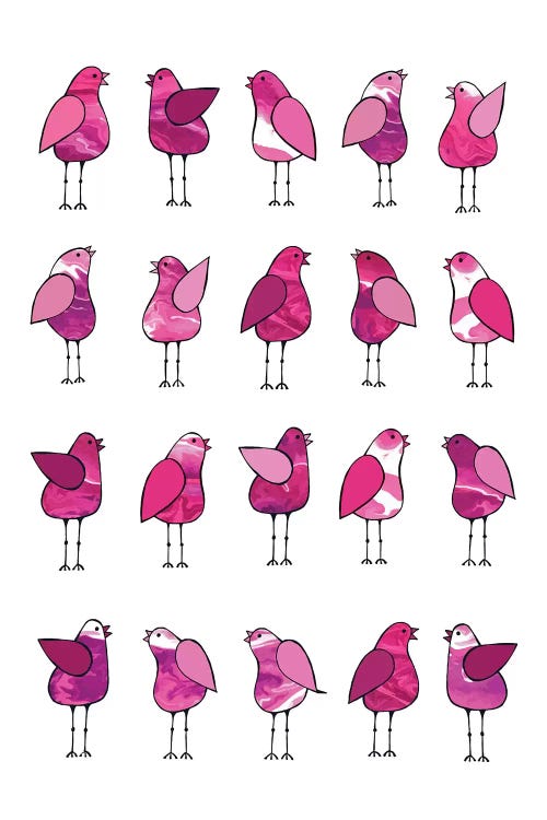 Gossip Birds Pink  by Lisa Frances Judd canvas print