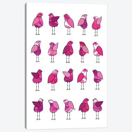 Gossip Birds Pink  Canvas Print #LJU24} by Lisa Frances Judd Canvas Artwork
