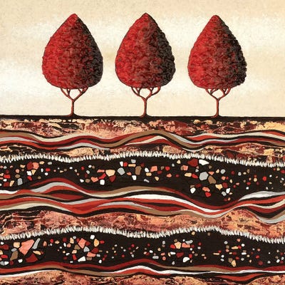 Red Trees  by Lisa Frances Judd metal wall art