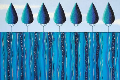 Blue Trees On The Ridge  by Lisa Frances Judd metal wall art
