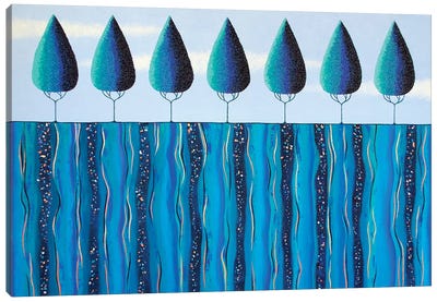 Blue Trees On The Ridge  Canvas Art Print - Lisa Frances Judd
