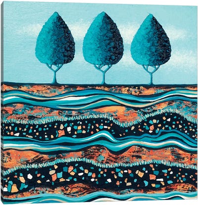 Aqua-Light Trees Canvas Art Print - Lisa Frances Judd