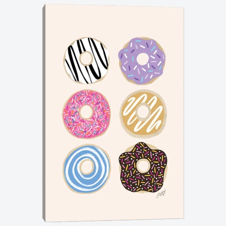 Donuts Illustration (Colorful Palette) Canvas Print #LKC101} by LindseyKayCo Canvas Wall Art