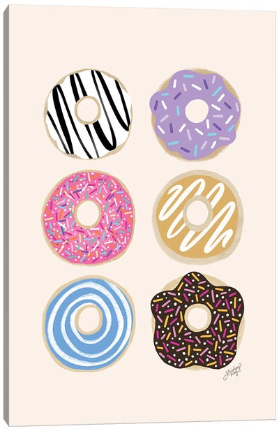 Donuts Illustration (Colorful Palette) Canvas Art Print - Donut Art