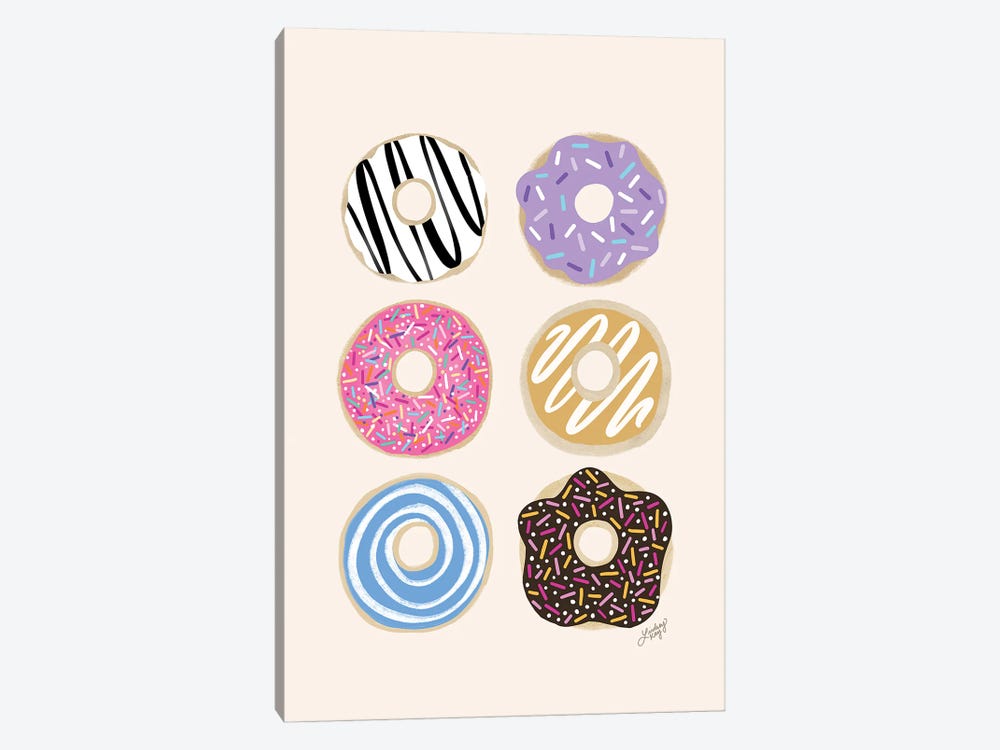 Donuts Illustration (Colorful Palette) by LindseyKayCo 1-piece Canvas Artwork
