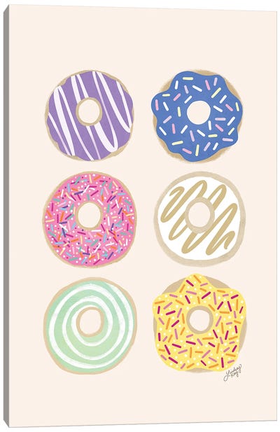 Donuts Illustration (Pastel Palette) Canvas Art Print - The PTA