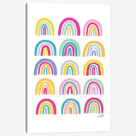 Colorful Rainbows Canvas Print #LKC110} by LindseyKayCo Art Print
