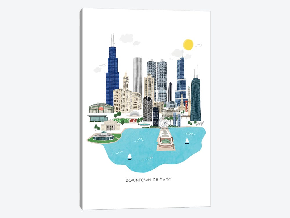 Downtown Chicago Illustration by LindseyKayCo 1-piece Art Print