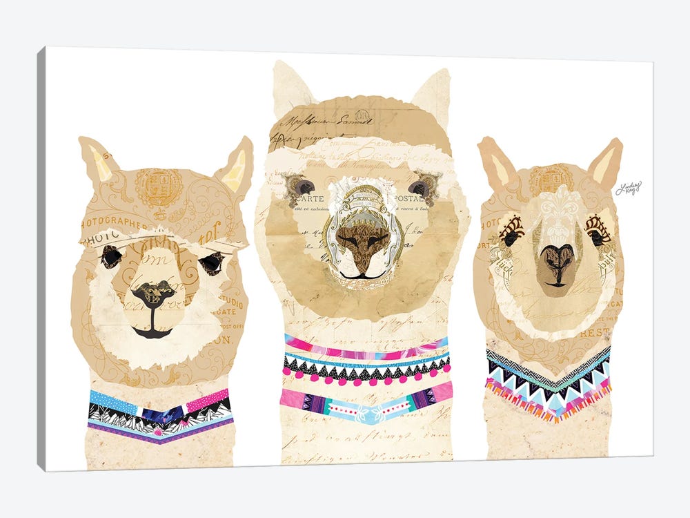 Alpacas Collage (Colorful Palette) by LindseyKayCo 1-piece Canvas Print