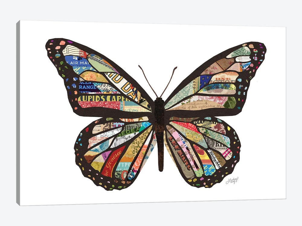 Colorful Butterfly Collage by LindseyKayCo 1-piece Canvas Art Print