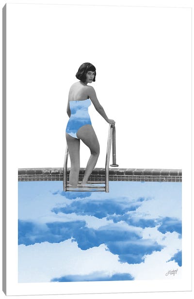 Lady In Pool Canvas Art Print - Women's Swimsuit & Bikini Art