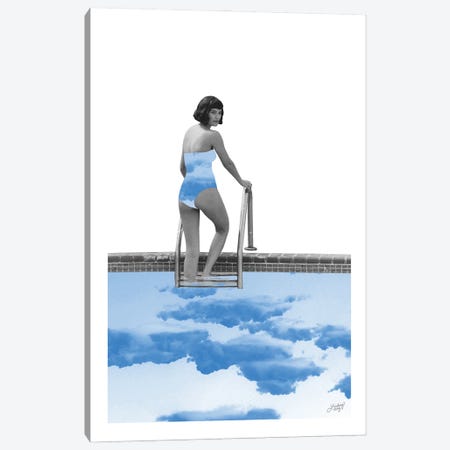 Lady In Pool Canvas Print #LKC125} by LindseyKayCo Art Print