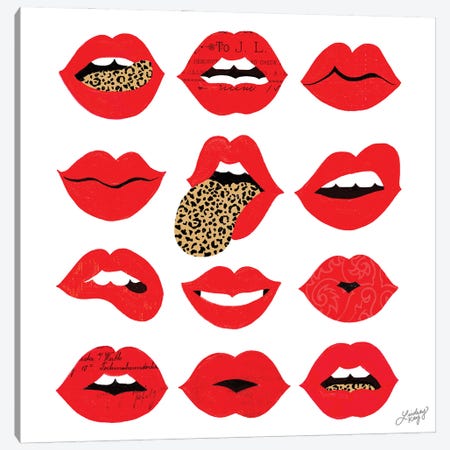 Leopard Lips Of Love Canvas Print #LKC136} by LindseyKayCo Canvas Wall Art