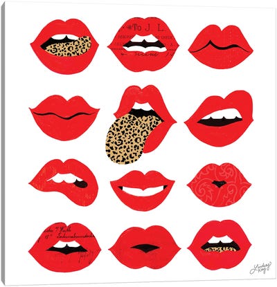 Leopard Lips Of Love Canvas Art Print - LindseyKayCo