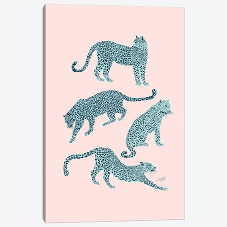 Leopards (Pink/Blue Palette) Canvas Print #LKC144} by LindseyKayCo Canvas Art Print