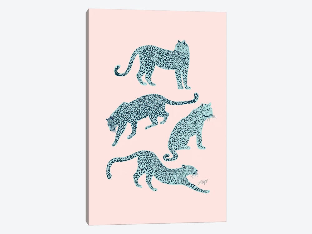 Leopards (Pink/Blue Palette) by LindseyKayCo 1-piece Canvas Art Print
