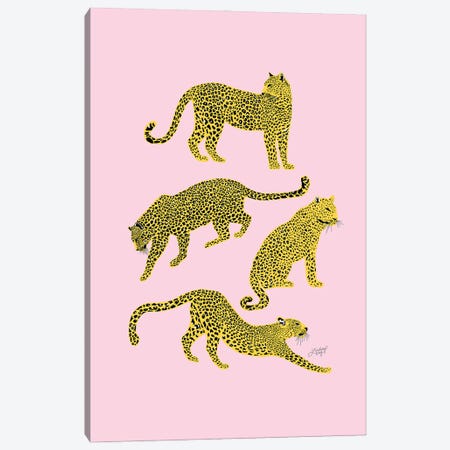 Leopards (Pink/Yellow Palette) Canvas Print #LKC145} by LindseyKayCo Canvas Art Print
