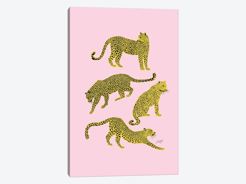 Leopards (Pink/Yellow Palette) by LindseyKayCo 1-piece Canvas Wall Art