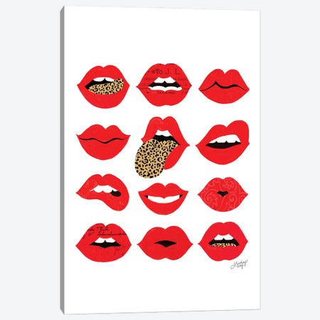 Leopard Lips Of Love (Vertical) Canvas Print #LKC150} by LindseyKayCo Canvas Print