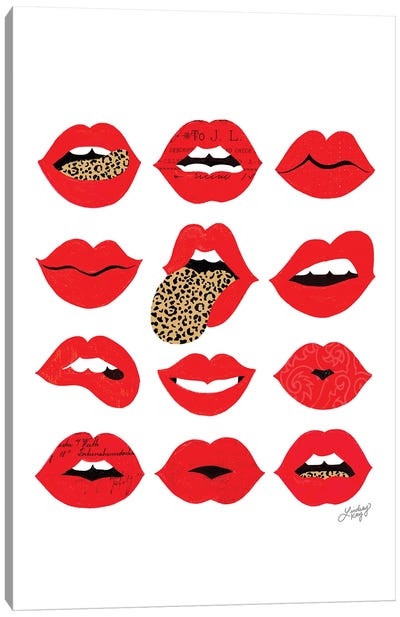 Leopard Lips Of Love (Vertical) Canvas Art Print - LindseyKayCo