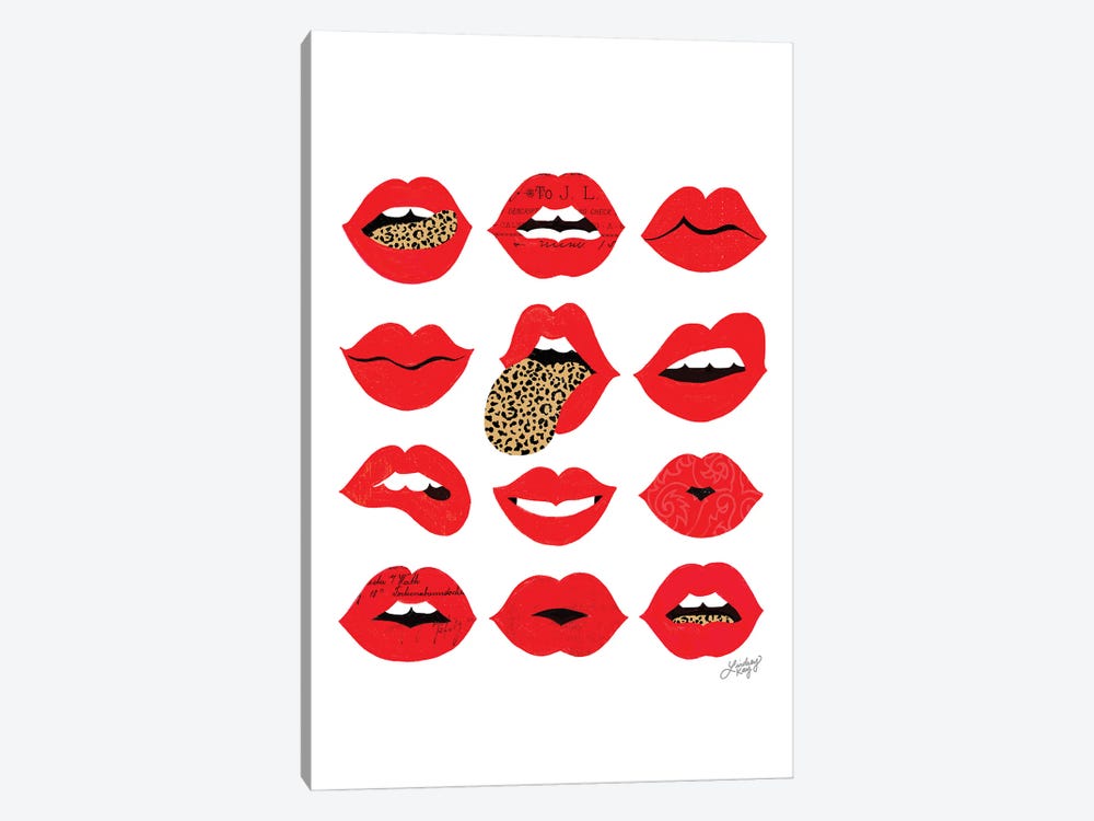 Leopard Lips Of Love (Vertical) by LindseyKayCo 1-piece Canvas Artwork