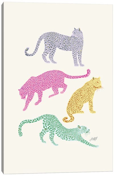 Leopards (Colorful Palette) Canvas Art Print - Middle School