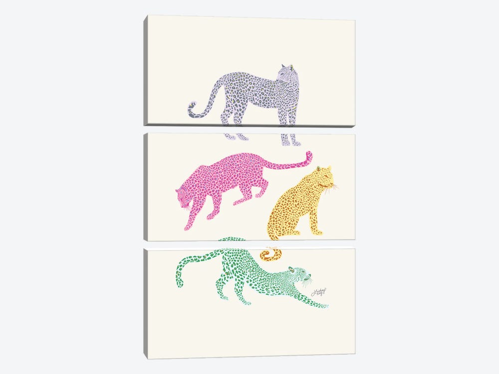 Leopards (Colorful Palette) by LindseyKayCo 3-piece Canvas Print