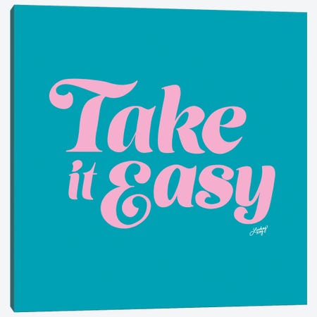 Take It Easy (Blue/Pink Palette) Canvas Print #LKC152} by LindseyKayCo Canvas Print