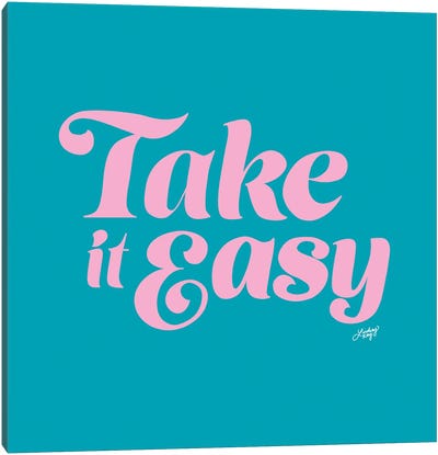 Take It Easy (Blue/Pink Palette) Canvas Art Print - LindseyKayCo