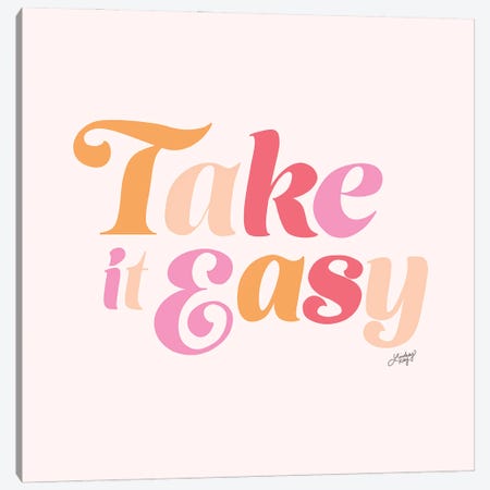 Take It Easy (Pink Palette) Canvas Print #LKC154} by LindseyKayCo Canvas Wall Art