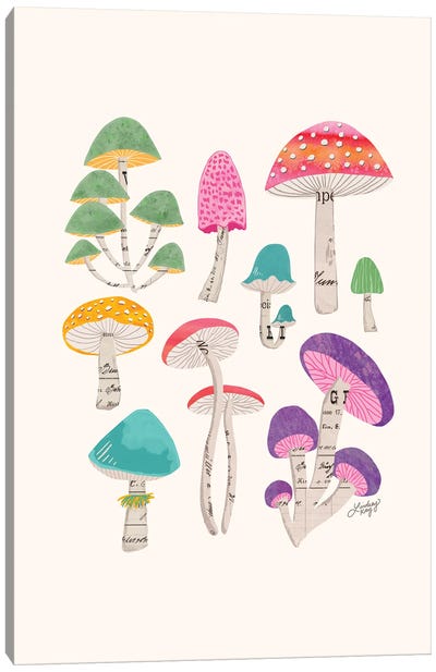 Colorful Mushrooms Canvas Art Print - Mushroom Art