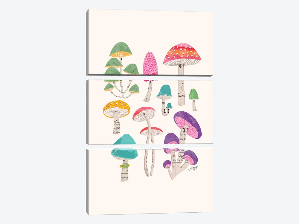Colorful Mushrooms by LindseyKayCo 3-piece Art Print