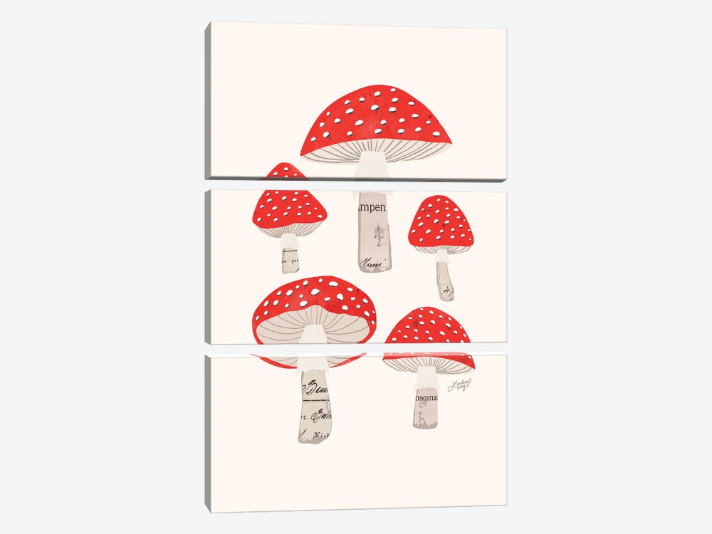 Red Mushrooms by LindseyKayCo 3-piece Canvas Wall Art