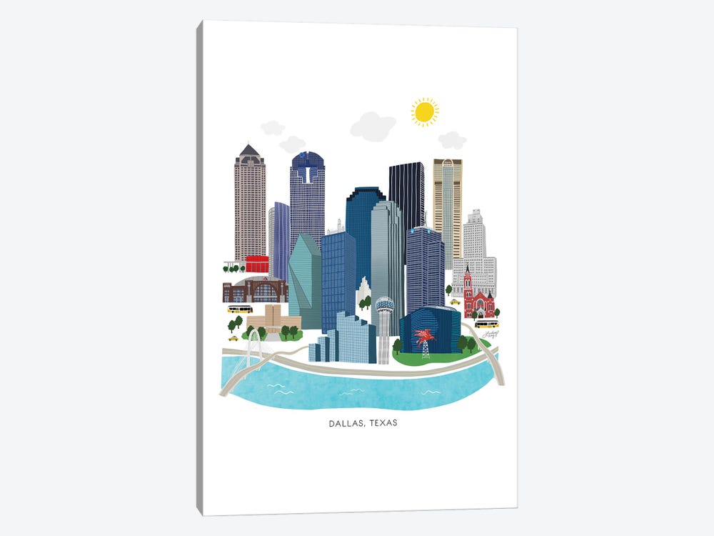 Dallas Skyline Illustration by LindseyKayCo 1-piece Art Print